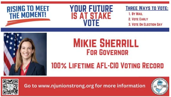 NJ AFL-CIO Endorses Mikie Sherrill for NJ Governor